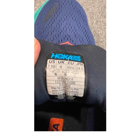 Hoka Bondi 8 Women Navy Orange Teal Running Shoes W 7.5 B 1127912 OSBB - Picture 7 of 8